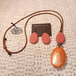 Boutique matching set necklace & earrings bright colors boho large beads - NWT